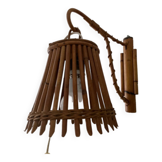 Louis Sognot rattan wall lamp from the 50s and 60s