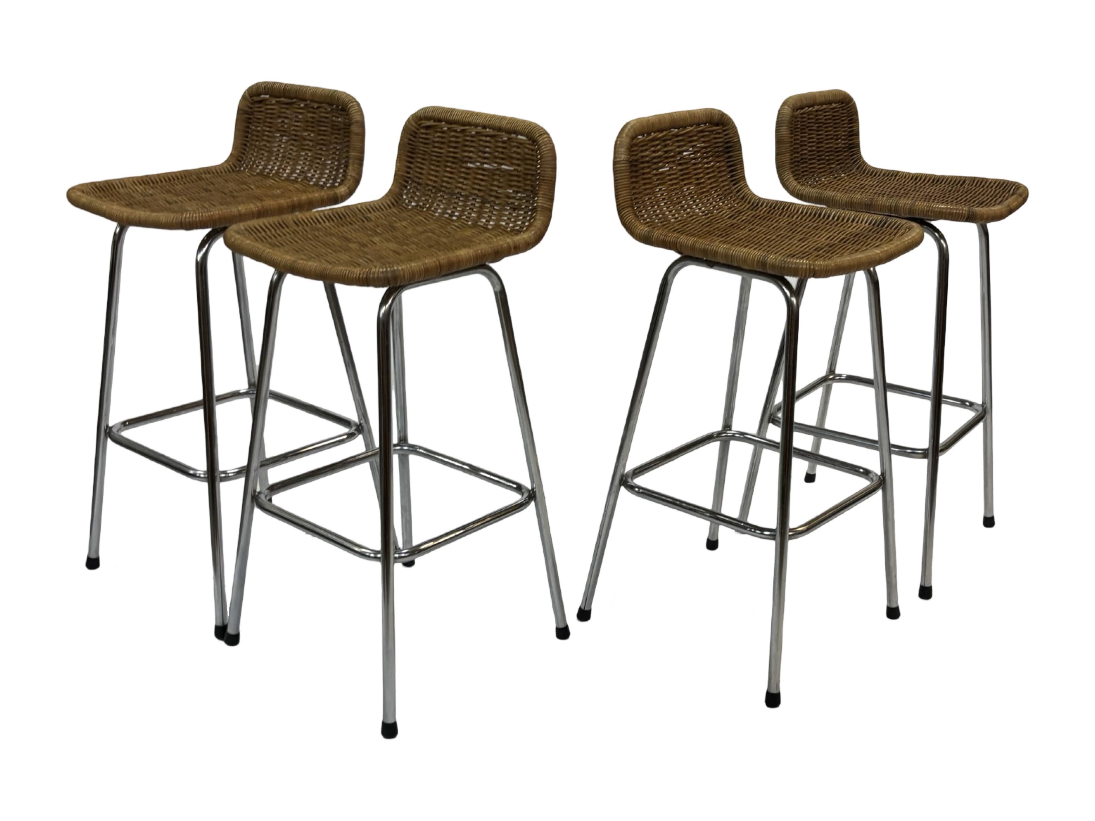 Set of 4 vintage bar stools Dirk van Sliedregt Rohe Noordwolde 1960's