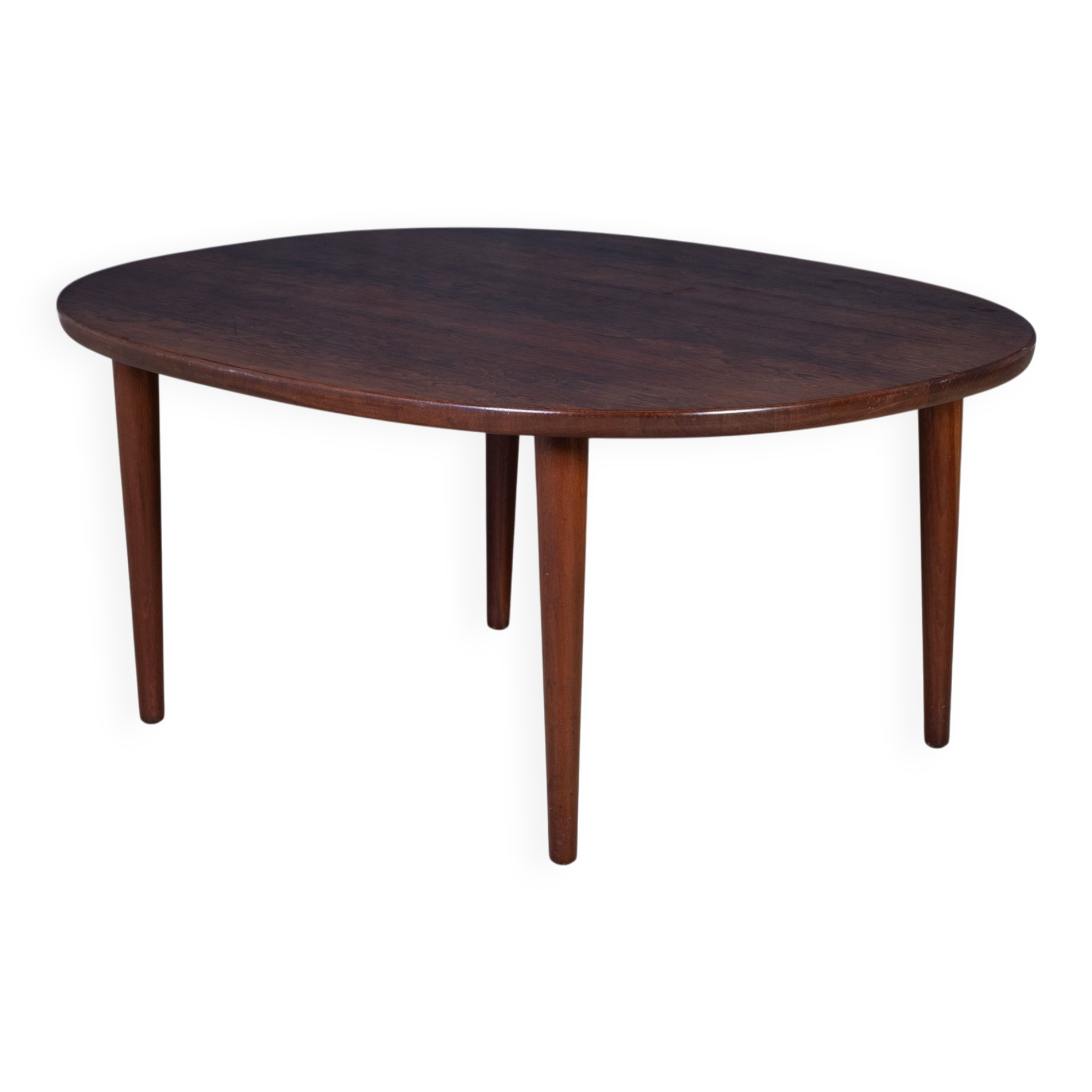 Oval Coffee Table in Rosewood attributed to Aksel Kjersgaard, Odense Møbelfabrik, 1960s