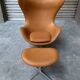 Restored Arne Jacobsen Egg armchair and ottoman for Fritz Hansen, 1960s