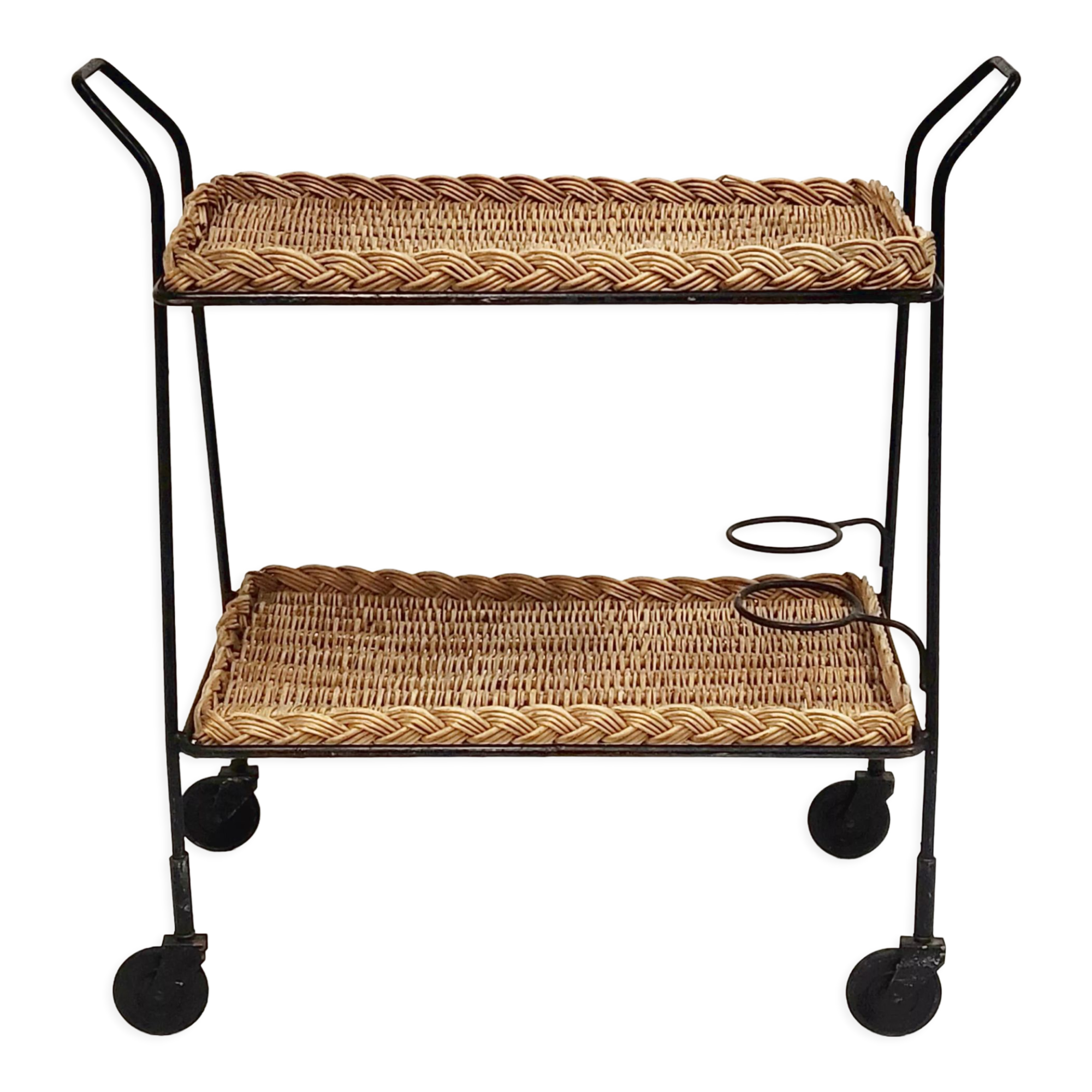 Vintage rattan & steel service 1950