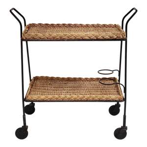 desserte vintage en rotin
