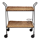 Vintage rattan & steel service 1950