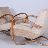 Pair of Beige H-269 Armchairs Designed by Jindrich Halabala for UP Zavody, 1930s