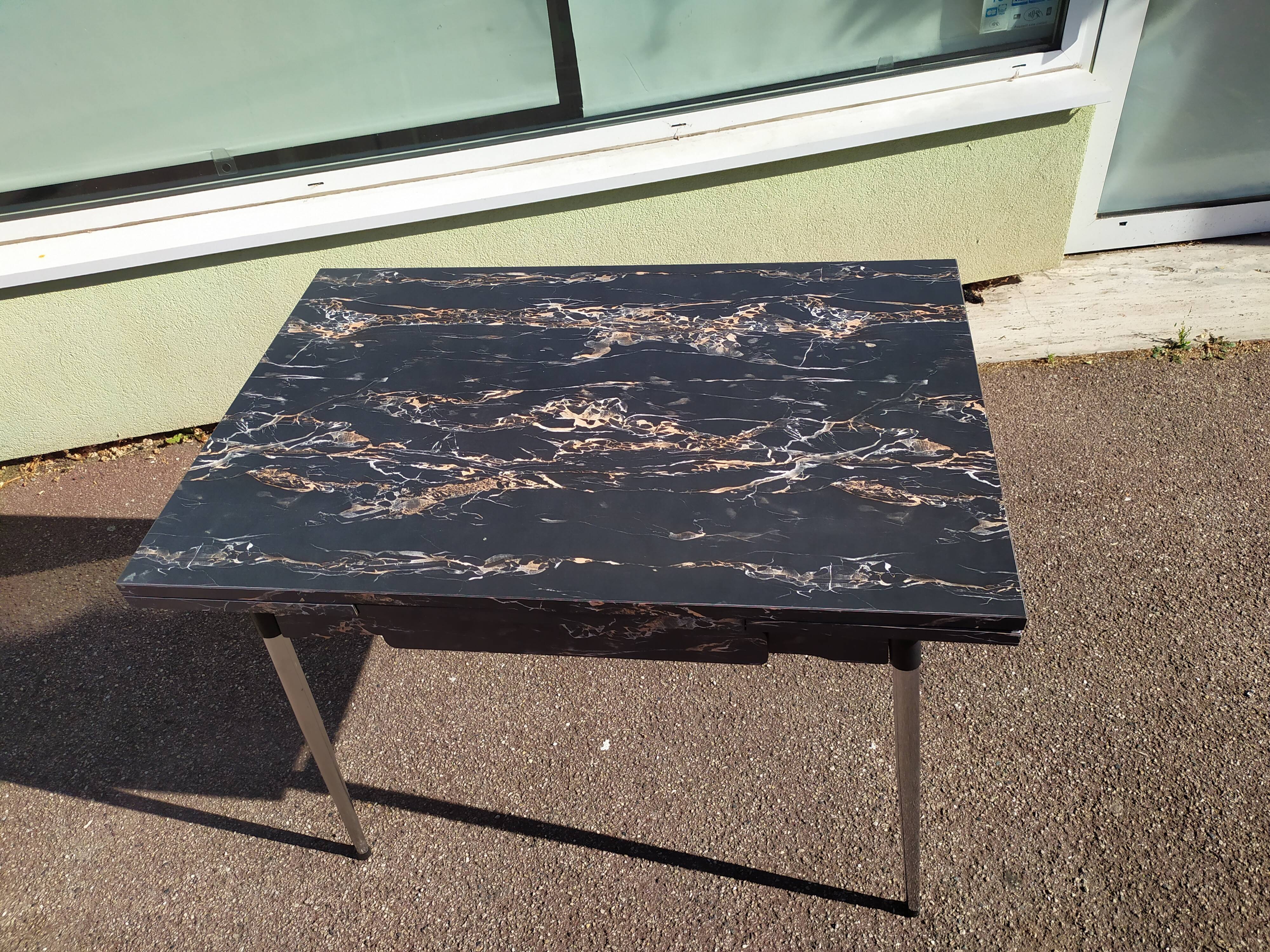 Formica black marble dining table - 1960 - Supermatic - vintage