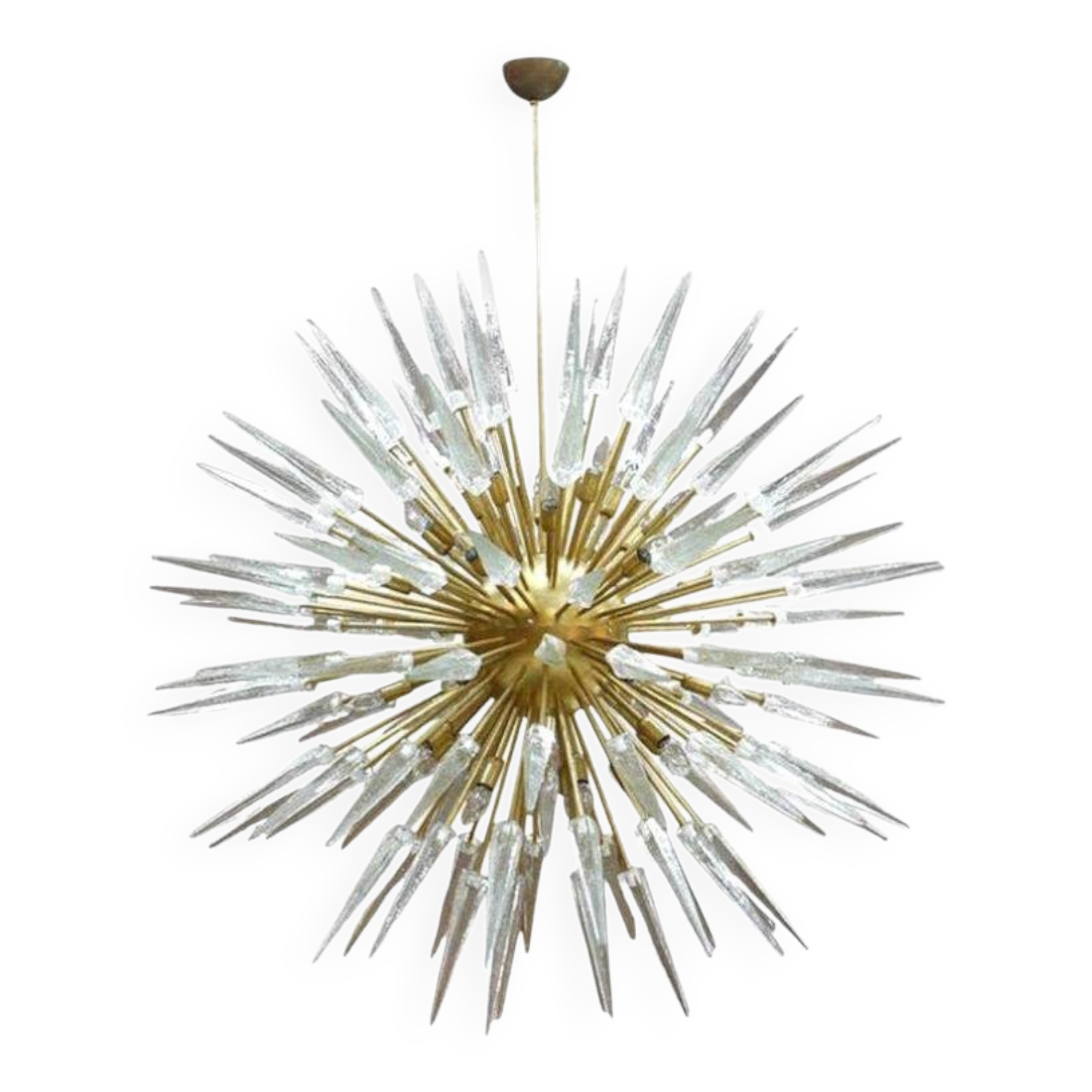 Mid Century Style Sputnik Lamp, Murano Glass and Brass Italian Chandelier