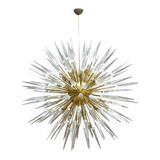 Mid Century Style Sputnik Lamp, Murano Glass and Brass Italian Chandelier