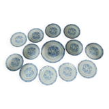Dessert service twelve plates and round dish Bavaria China blau porcelain