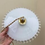 Vintage pendant lamp in serrated white opaline