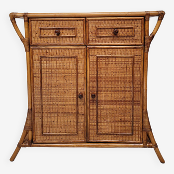 Bamboo and rattan chest of drawers from the 60s