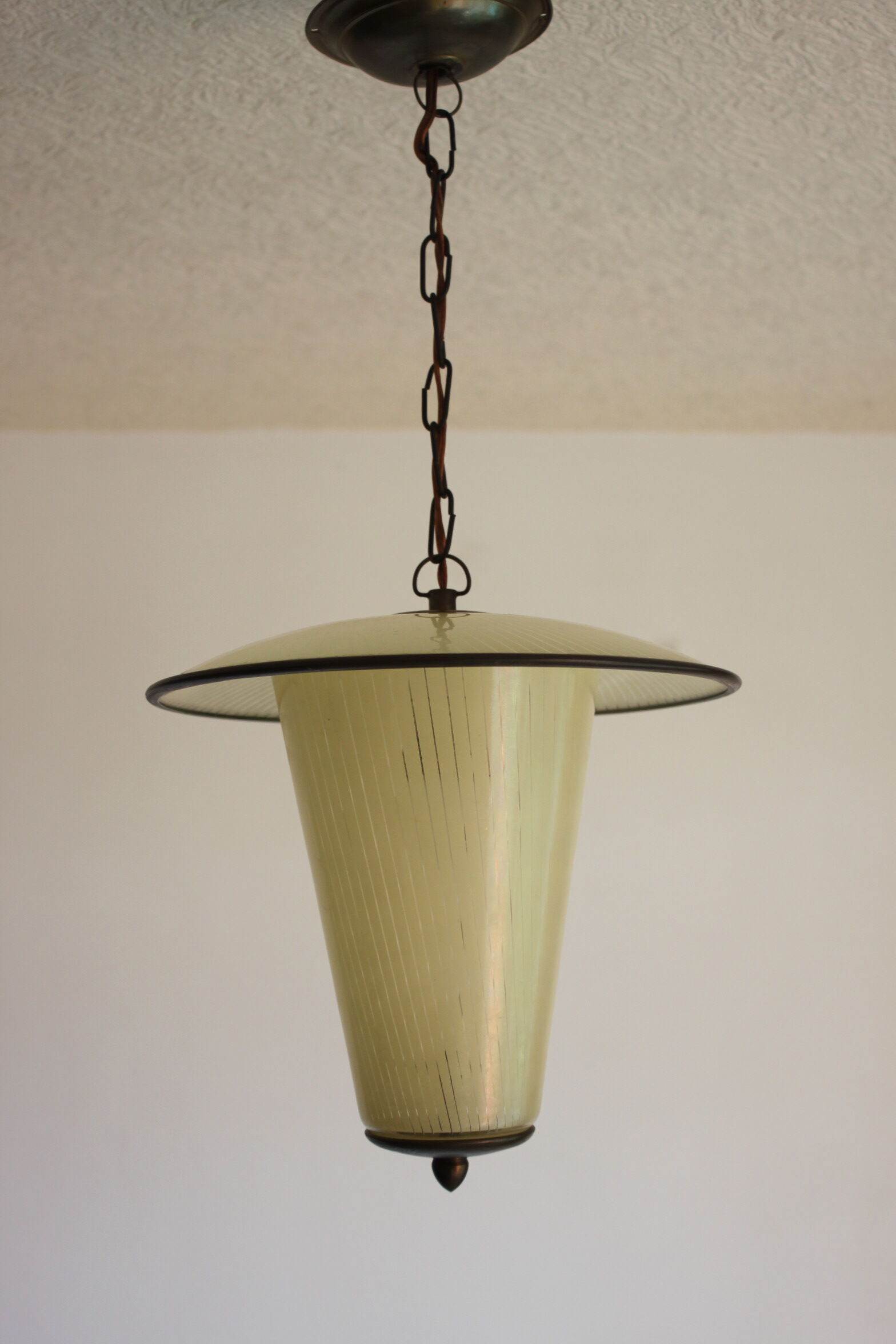 Striped glass pendant lamp, Holland 1950s