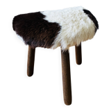 Small tripod stool in cowhide