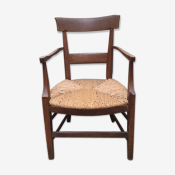 Fauteuil campagnard bois et paille