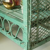 Vintage mint green wicker bookcase