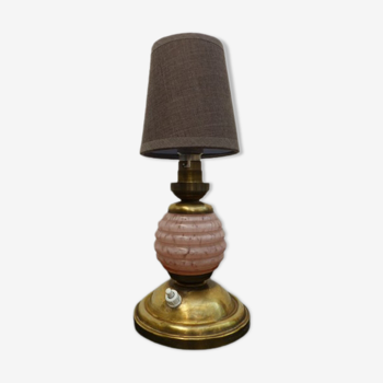 Lampe de chevet globe en verre de Clichy rose