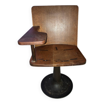 Fauteuil tablette écritoire bois et fonte