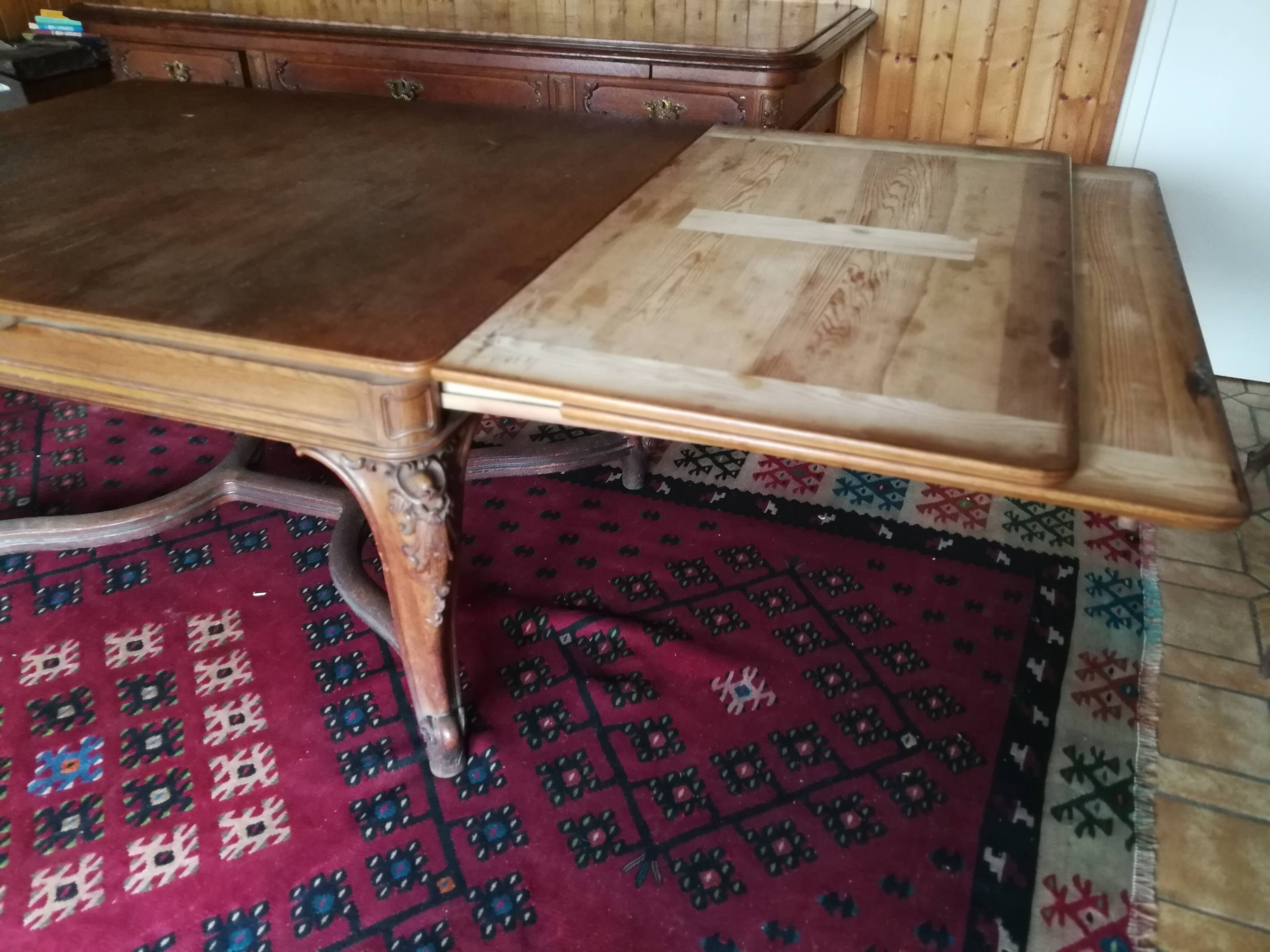 Large table for 12 people with extensions, Louis XV style.