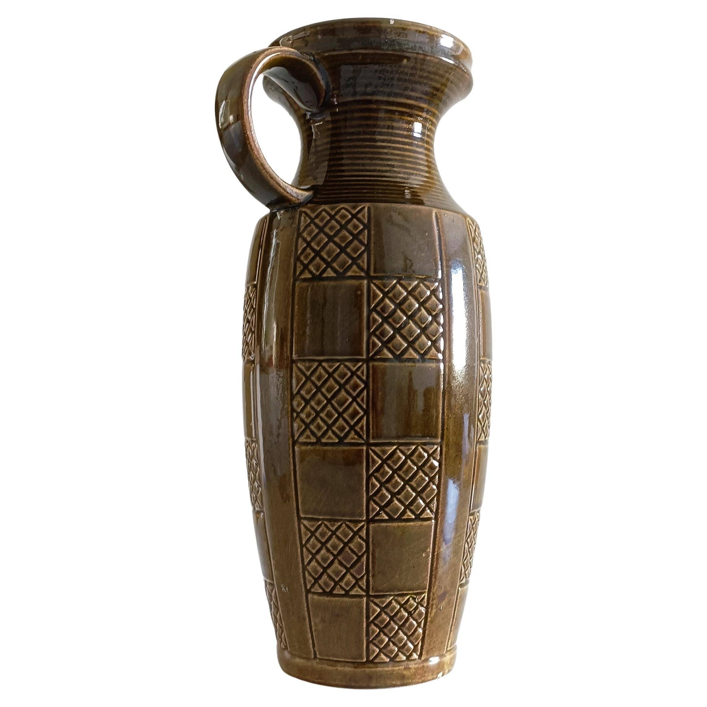 Mid Century West German Ceramic Large Handled Vase by Scheurich, 1950s