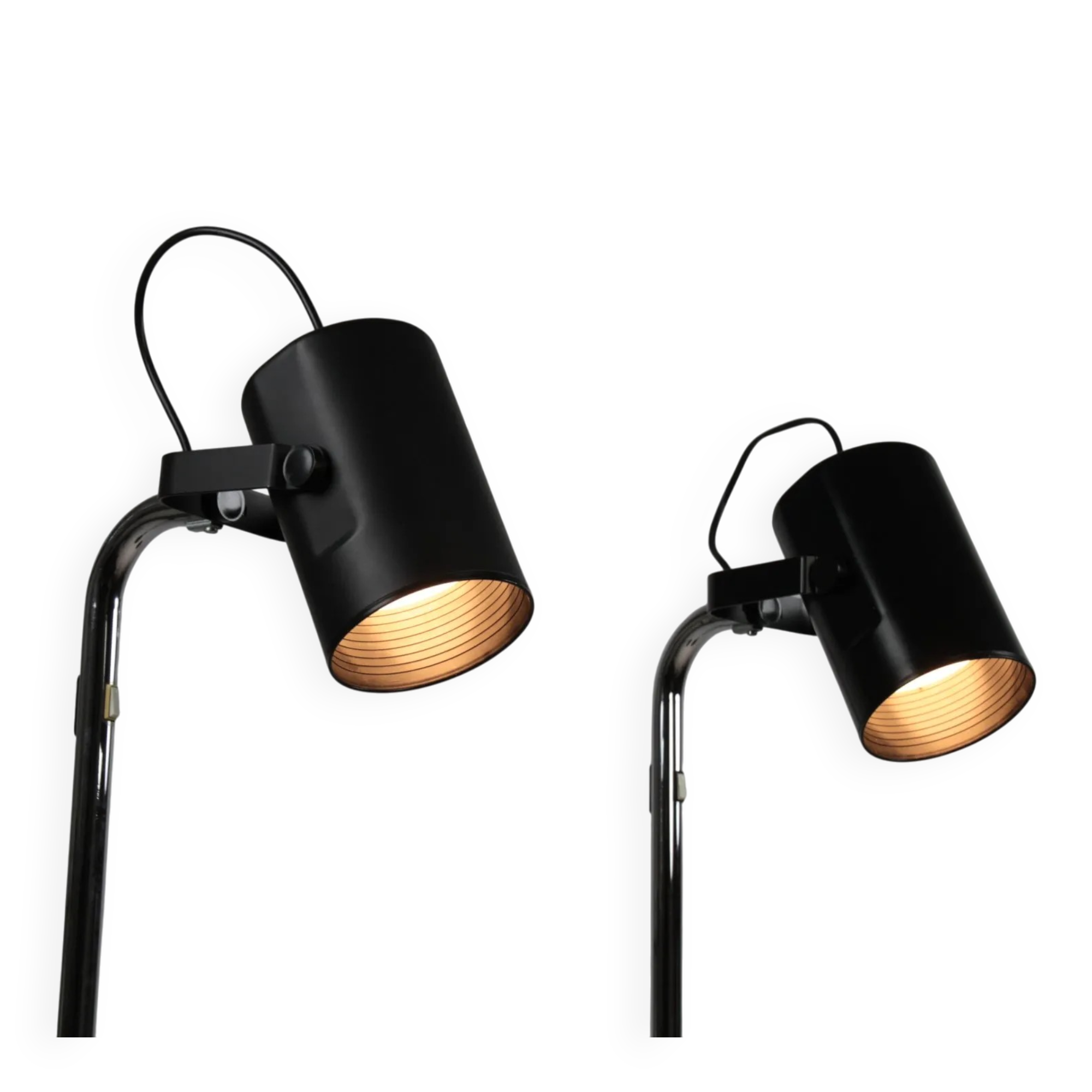 Pair of Black and Chrome “Orion” Floor Lamps by Per Sundstedt for Ateljé Lyktan, Sweden, 1960s