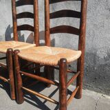 Pair of brutalist wood mulched chairs