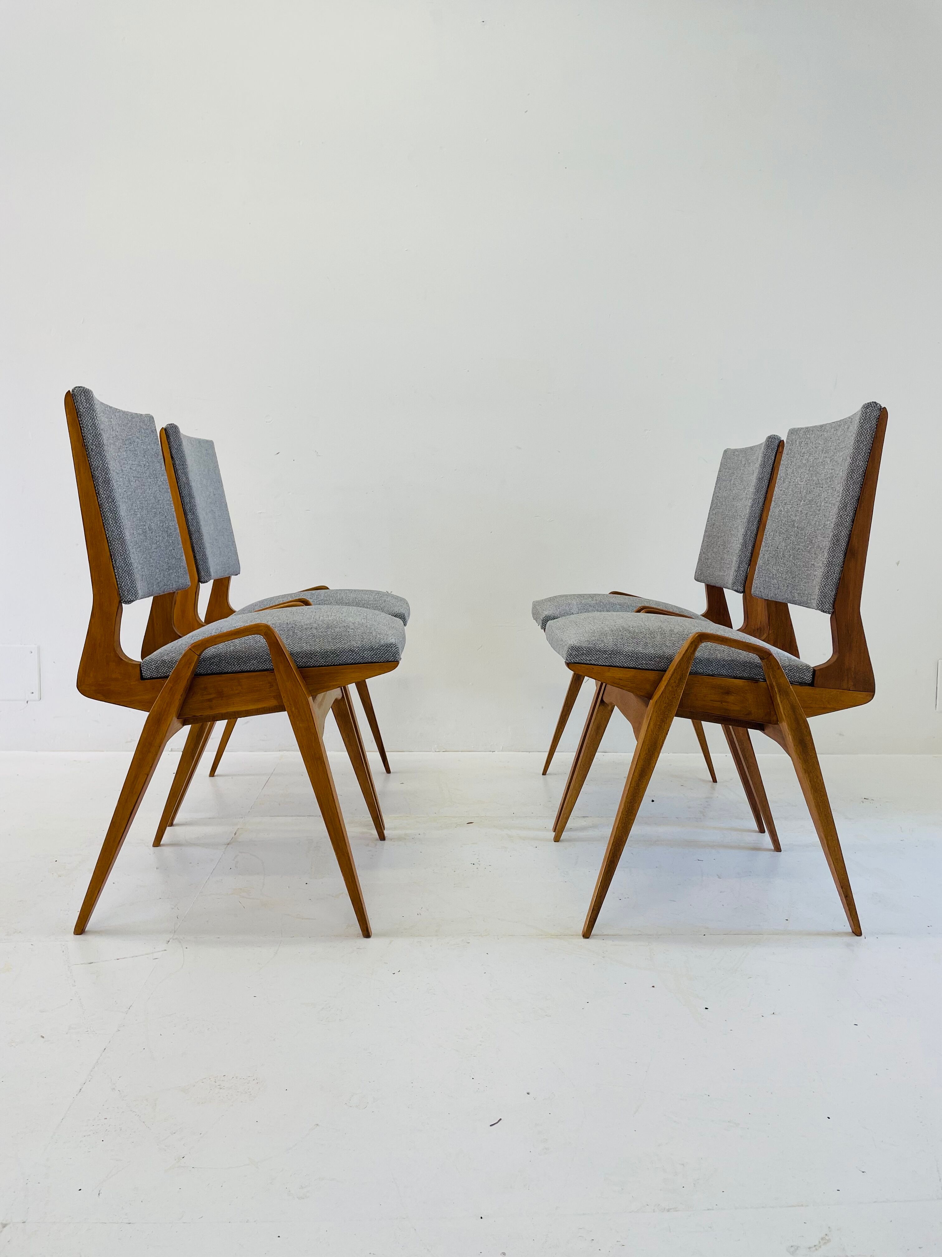 Suite of 4 chairs by Maurice Pre restored 1950