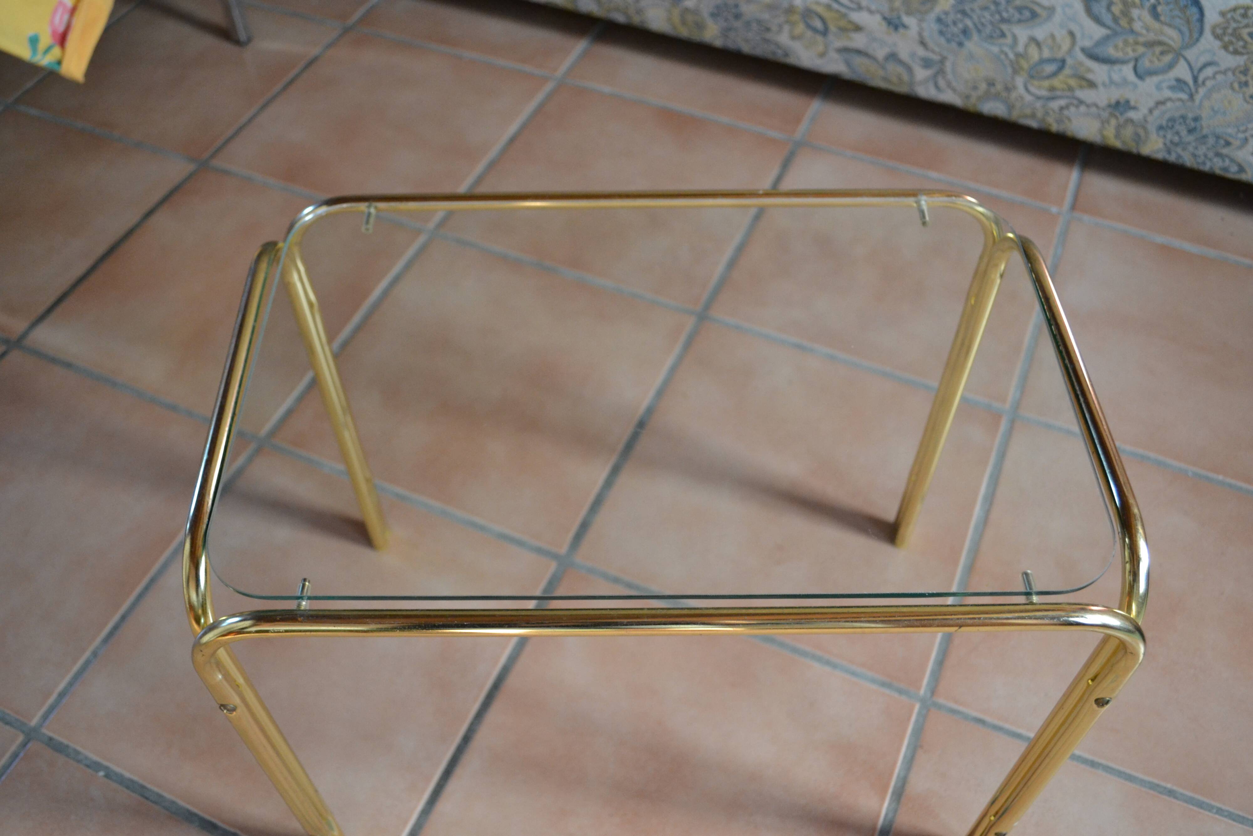 Glass side coffee table 70s