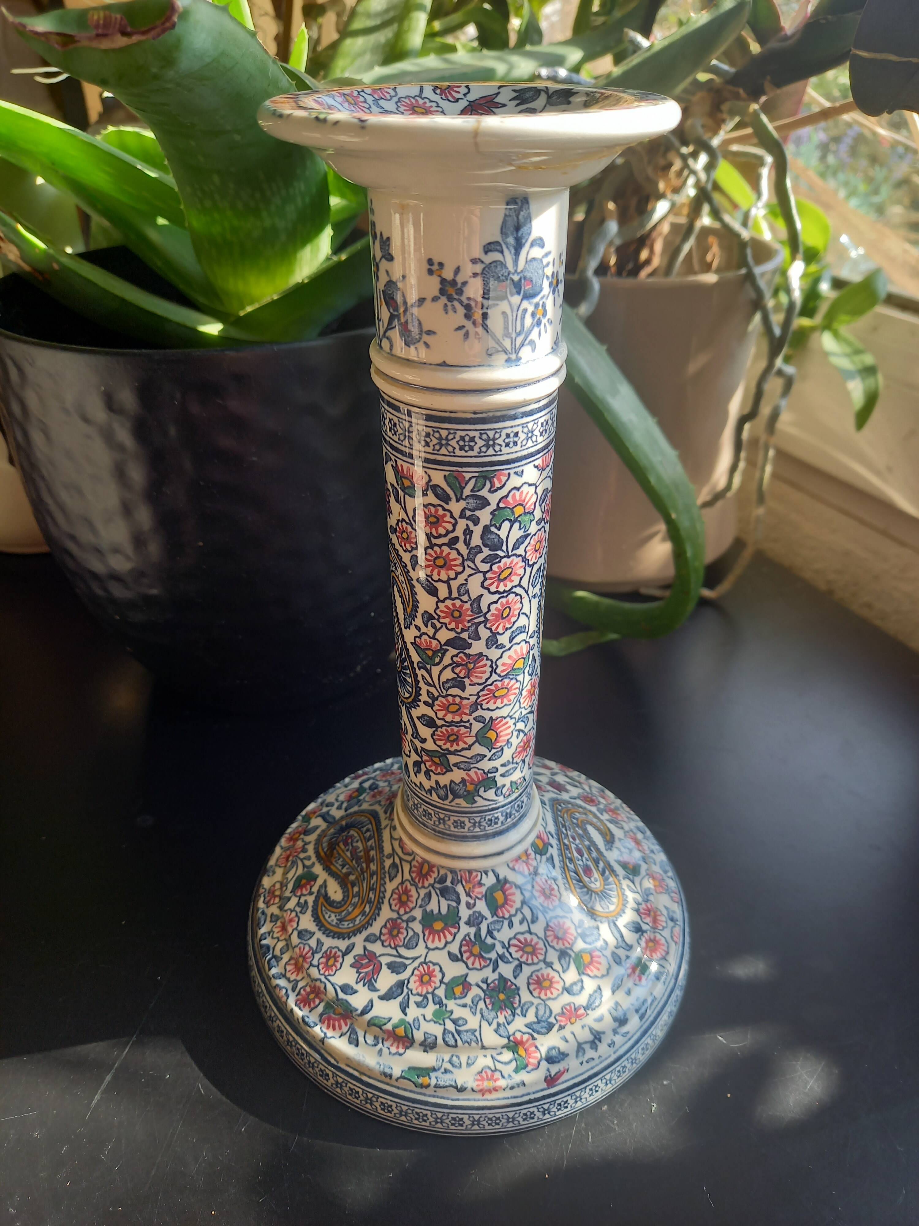 Gien earthenware lamp base, vintage Cachemire model