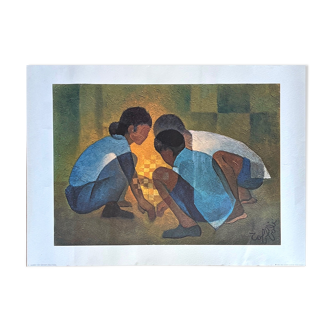 Poster "Les enfants au checkier" by Louis Toffoli