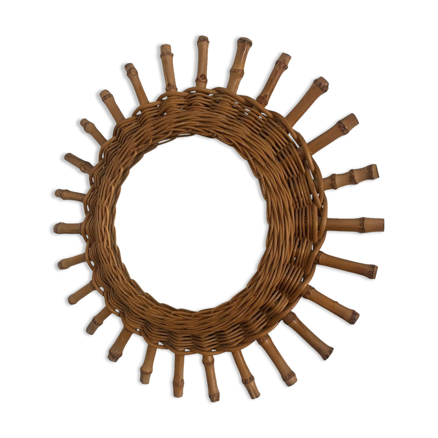 Vintage mirror 1960 sun bamboo rattan wicker