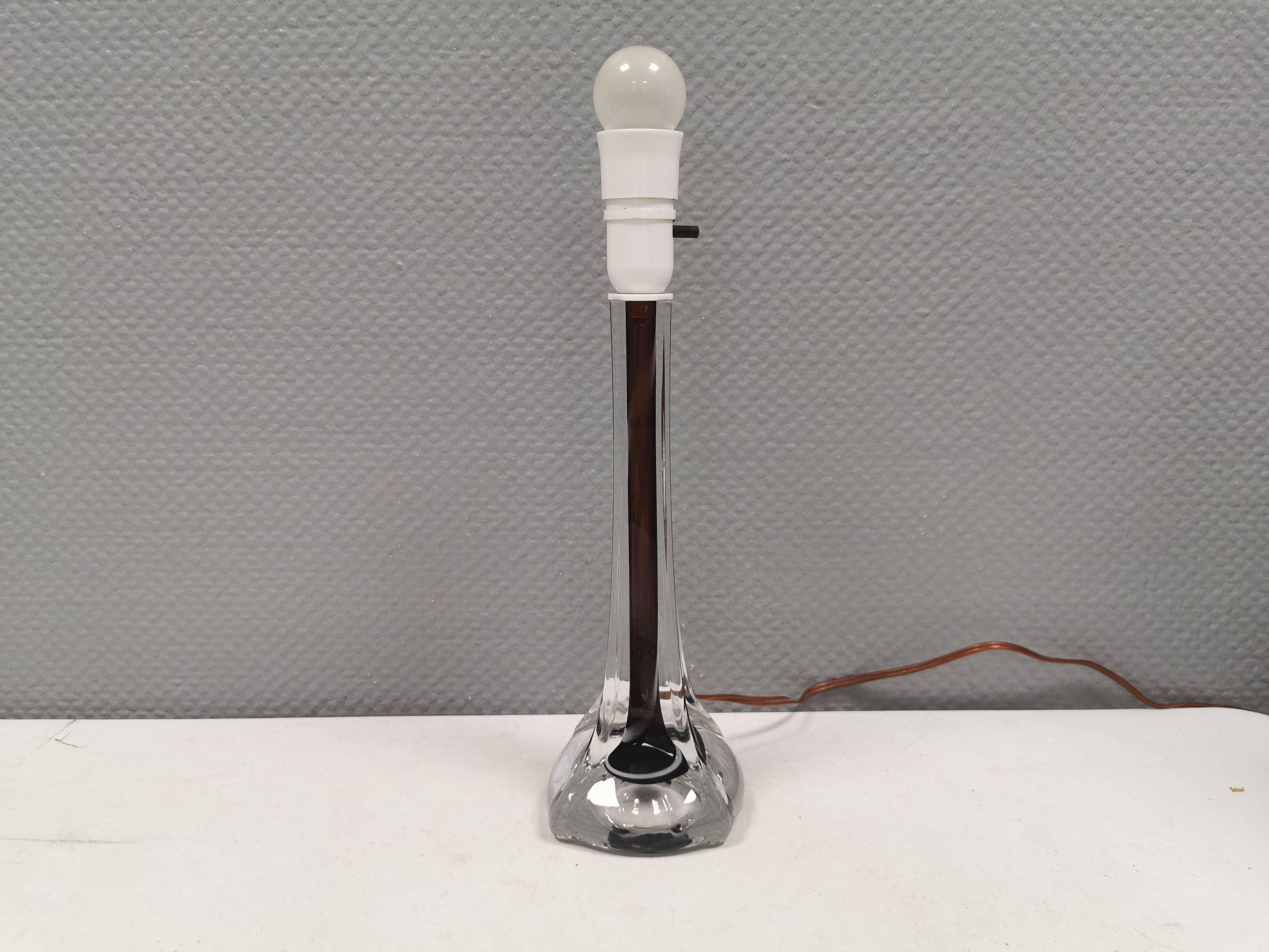 Glass table lamp, made by Swedish Flygsfors in the 1960s