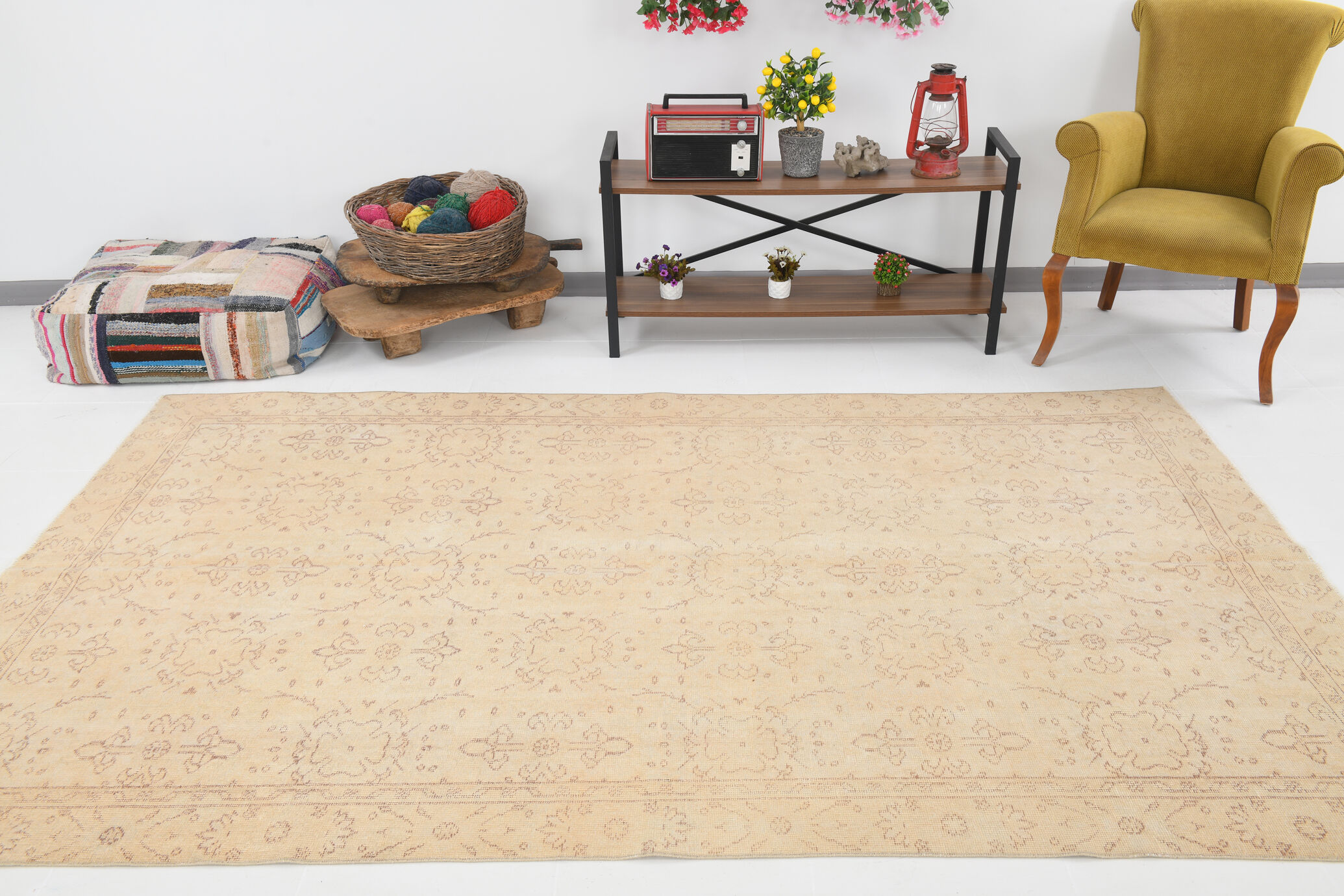 6x9 Beige & Brown Handmade Turkish Rug 285x178Cm