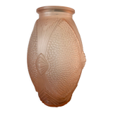 Art deco vase in powder pink glass
