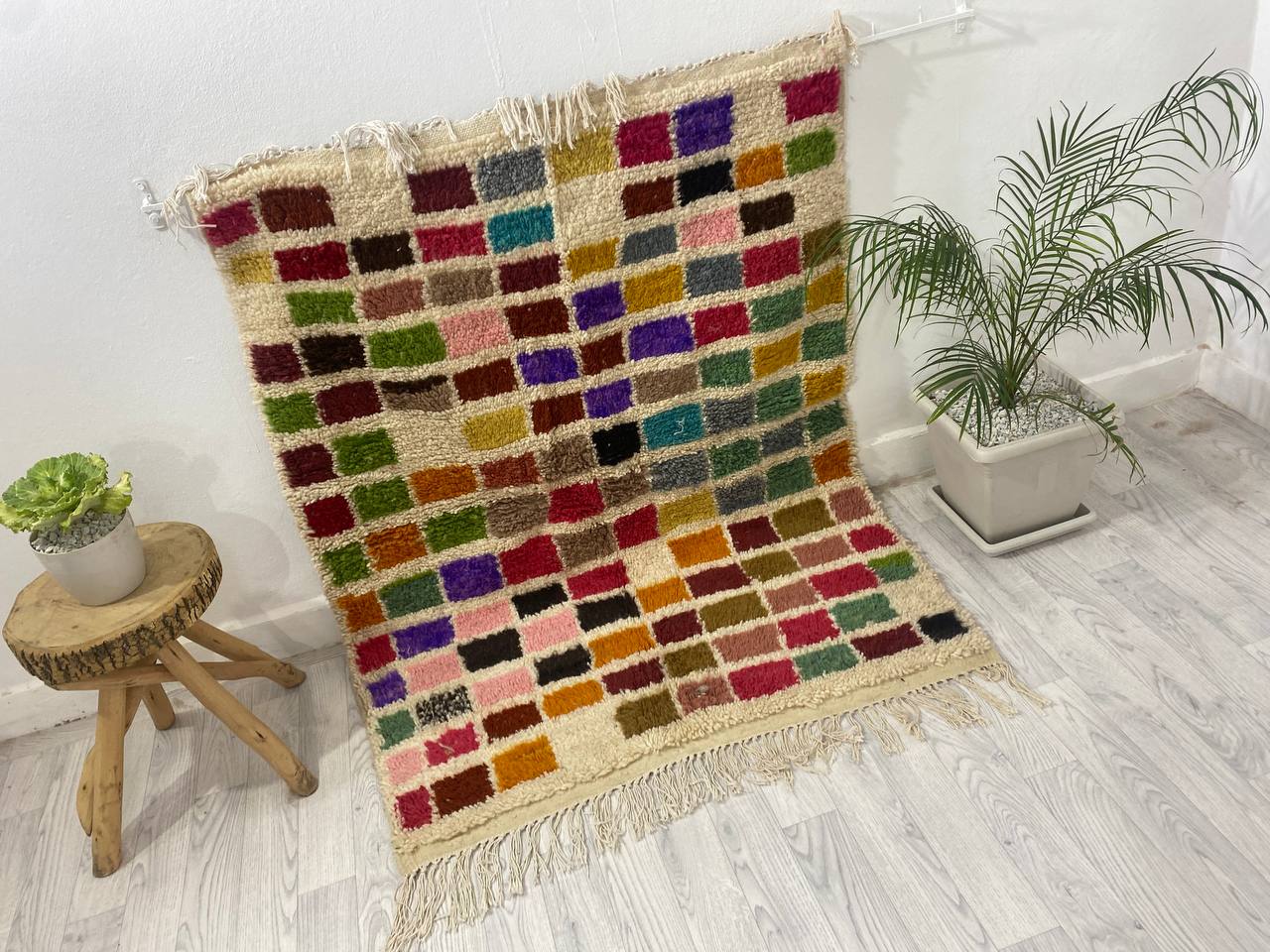 Handcrafted Moroccan Berber carpet 154 X 120 CM