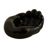 Black ceramic ashtray left hand