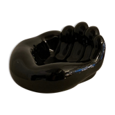 Black ceramic ashtray left hand