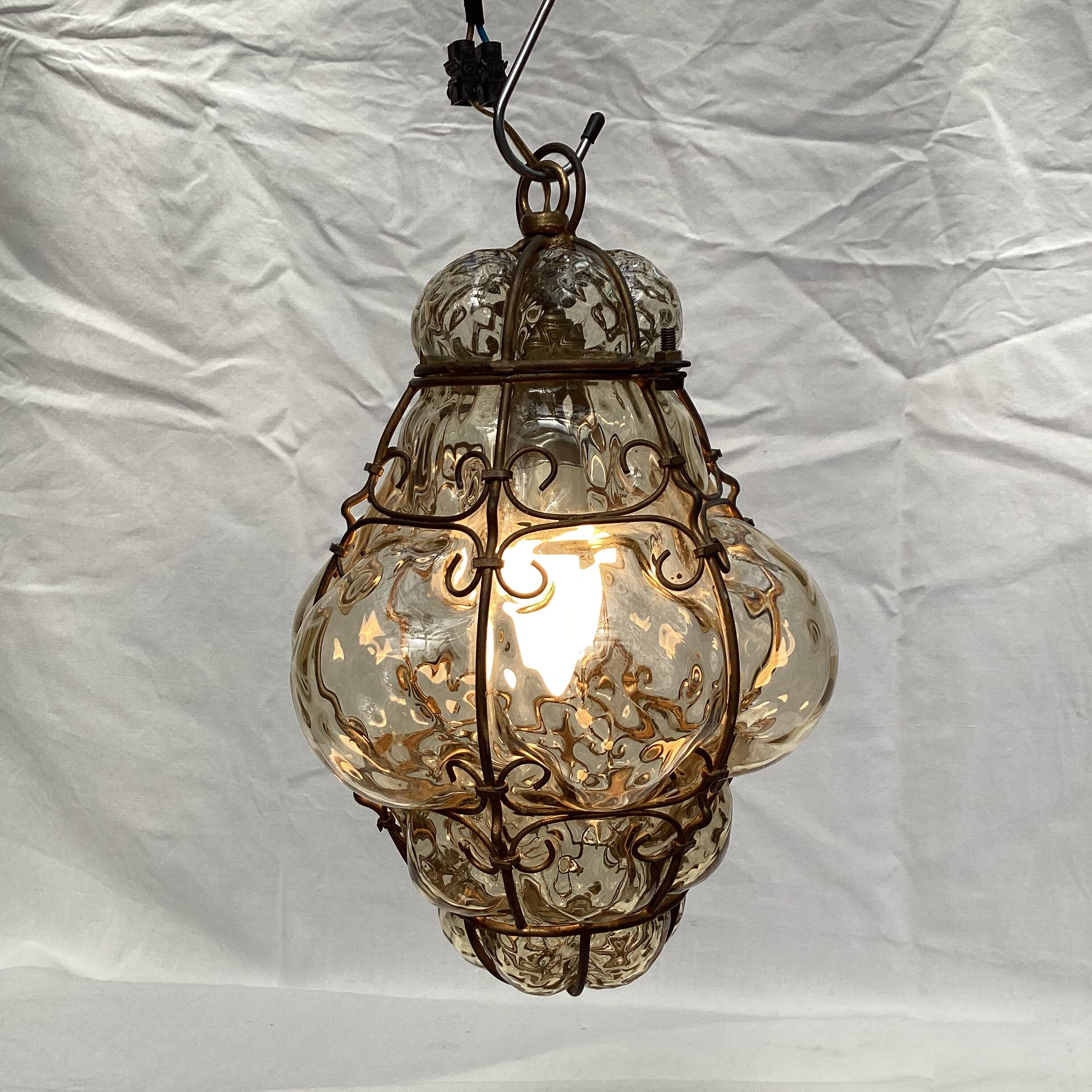 Lantern cage in blown glass style Murano dimension: H-28cm- D-18cm-