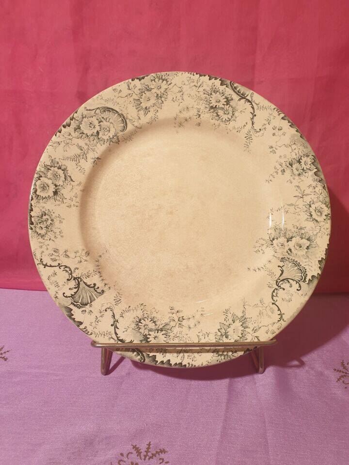 Pair of large round dishes Boulenger Choisy le Roi Derby Terre de fer