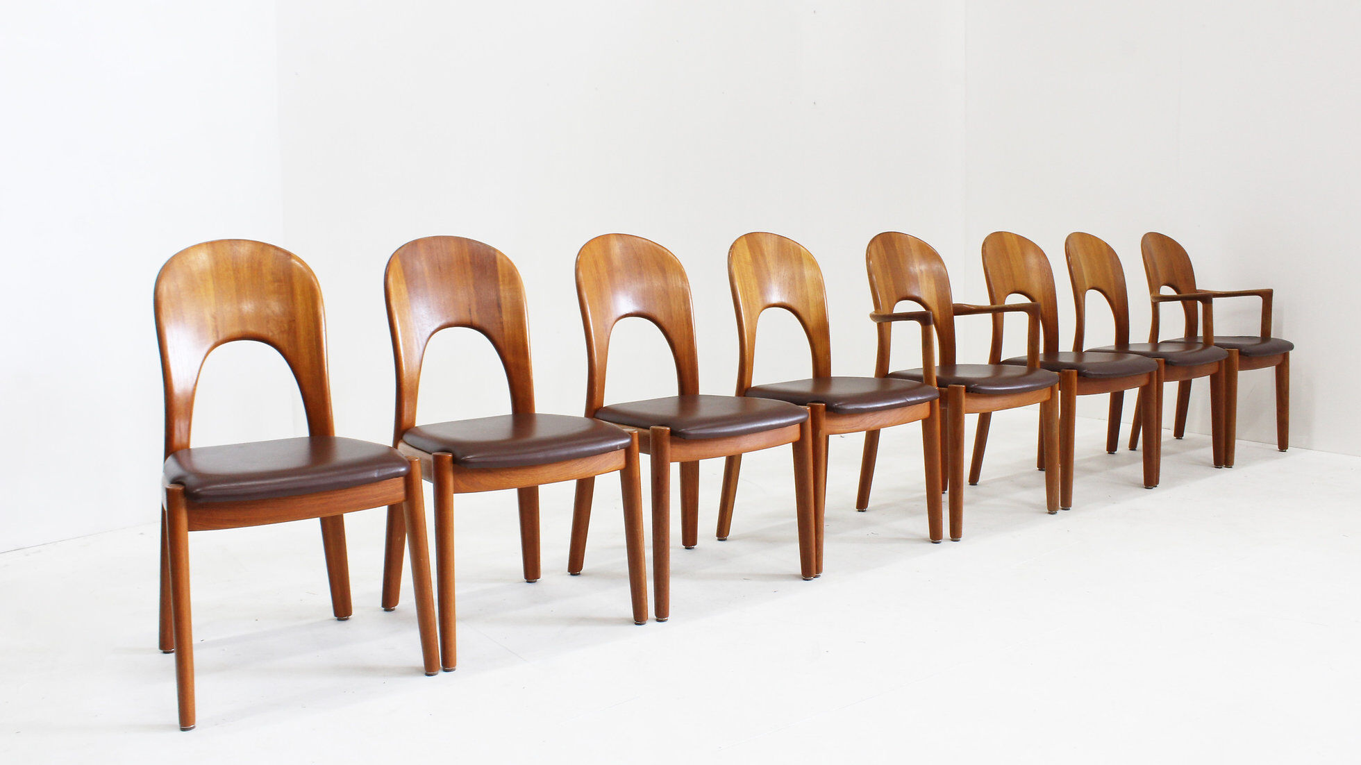 Vintage Danish teak dining chairs by Niels Koefoed set of 8