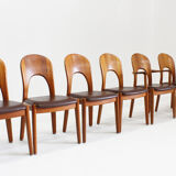Vintage Danish teak dining chairs by Niels Koefoed set of 8
