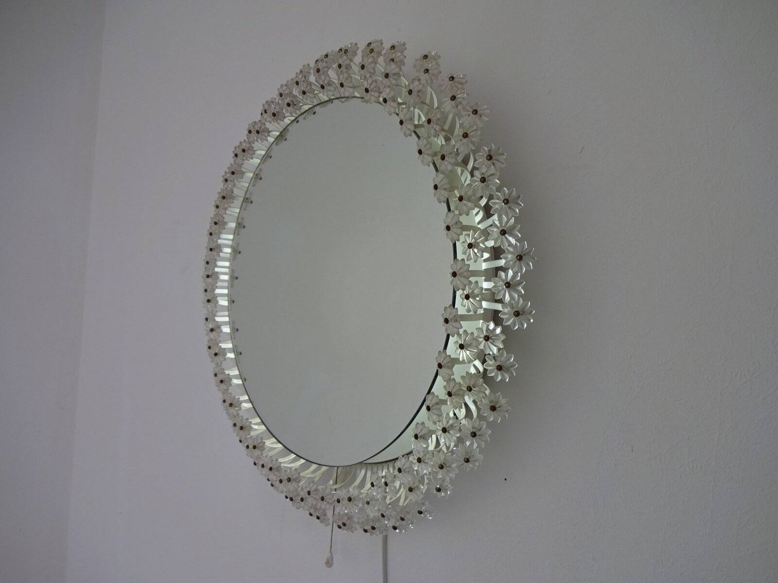 Austrian Illuminated Flower Mirror, 1960s