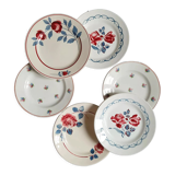 Old mismatched earthenware dessert plates