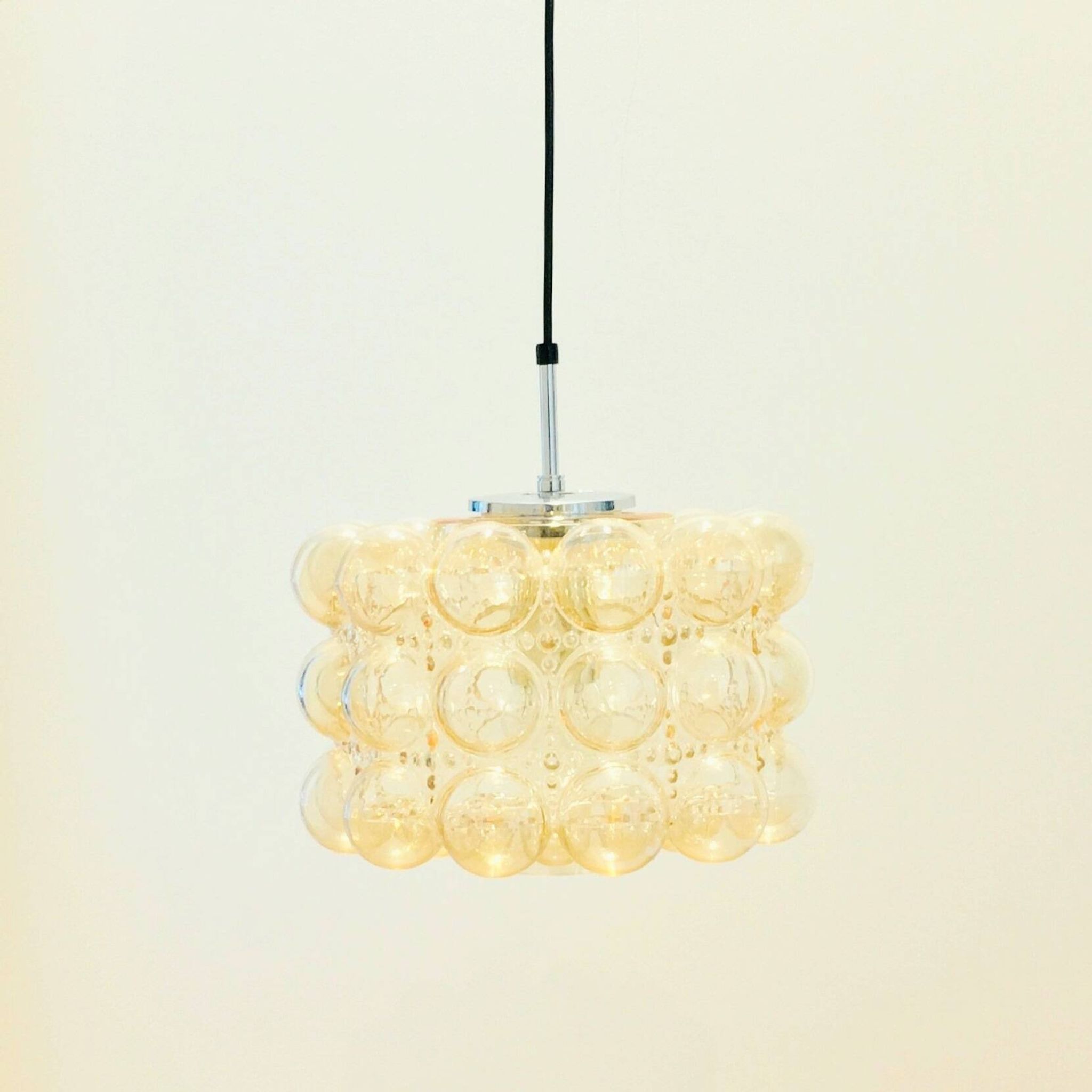 Large Amber Bubble Glass Pendant Light by Helena Tynell for Limburg, 1960s