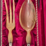 Silver and horn salad servers