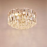 Large ceiling chandelier in gilded brass and glass Palazzo J.T. Kalmar, 1950s