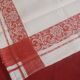 2 old red and white damask napkins