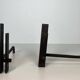 Pair of Modernist Steel Andirons with Vertical Bar Supports