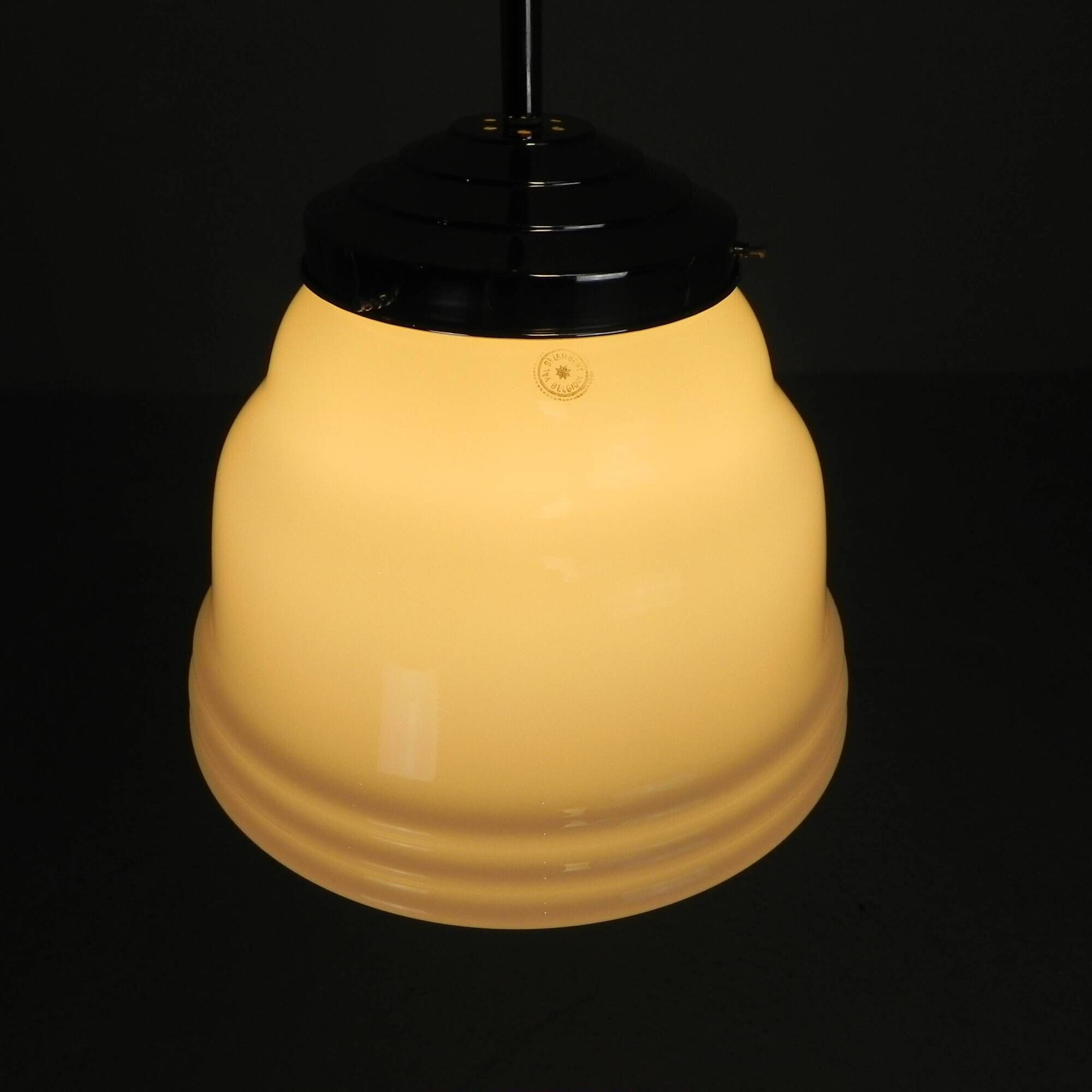 Art Deco suspension with opaline lampshade, Val St Lambert, 1930s