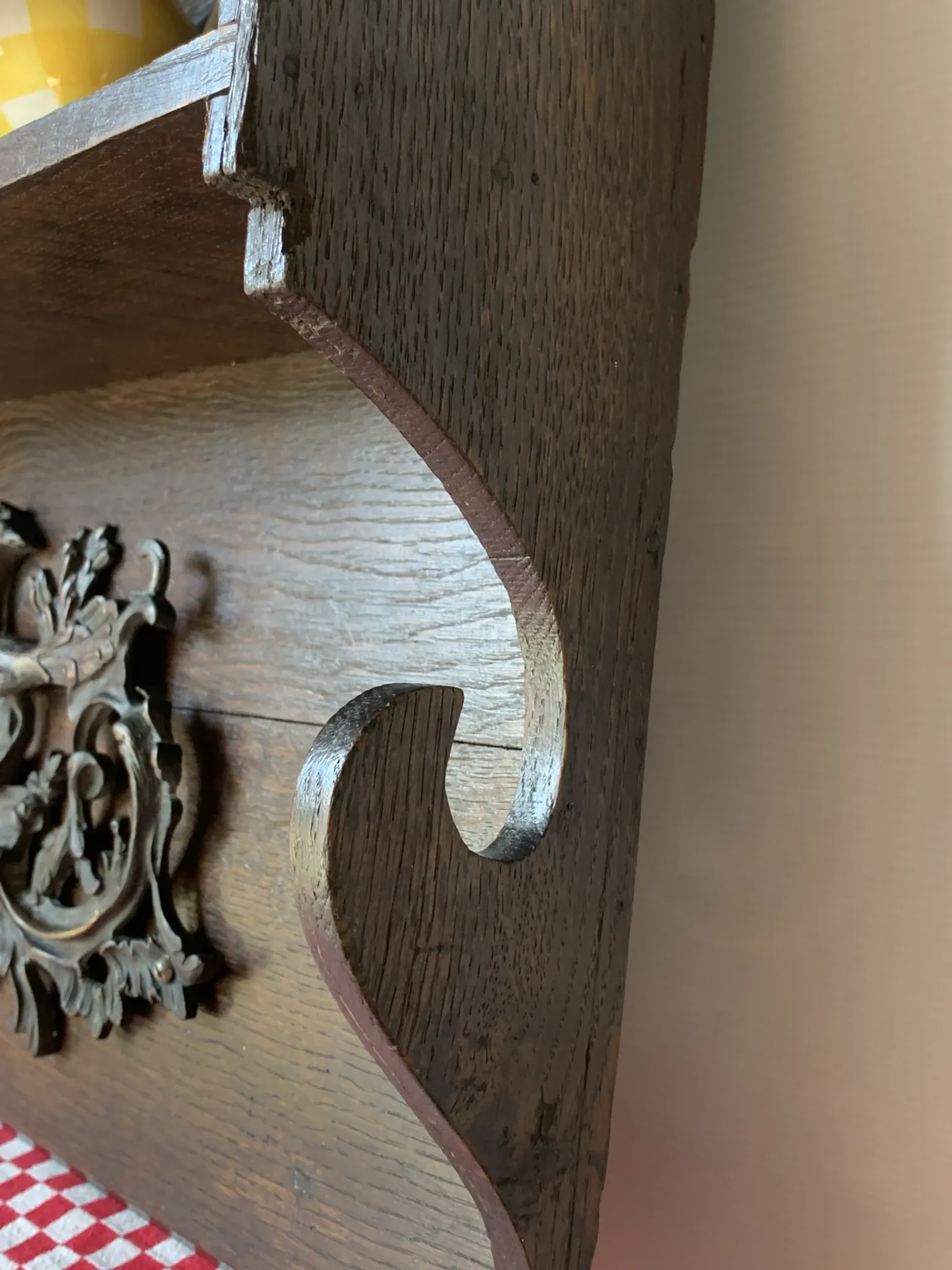 Antique wall shelf in solid oak and bronze - Rococo style XIX