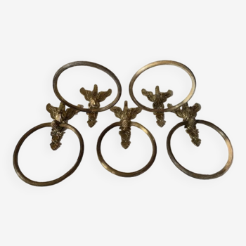 Wall-mounted towel rings in brass and bronze gilded vintage swan, 1960, France