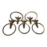 Wall-mounted towel rings in brass and bronze gilded vintage swan, 1960, France